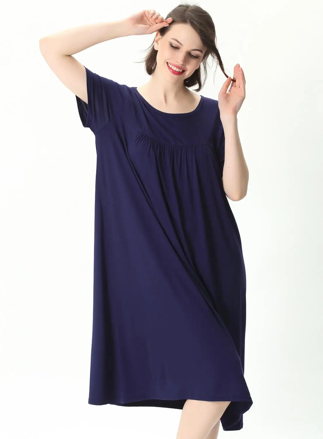 Vestido de verão feminino novo plus size solto sleepwear nightdress confortável algodão camisola de manga curta das mulheres 2xl-7xl