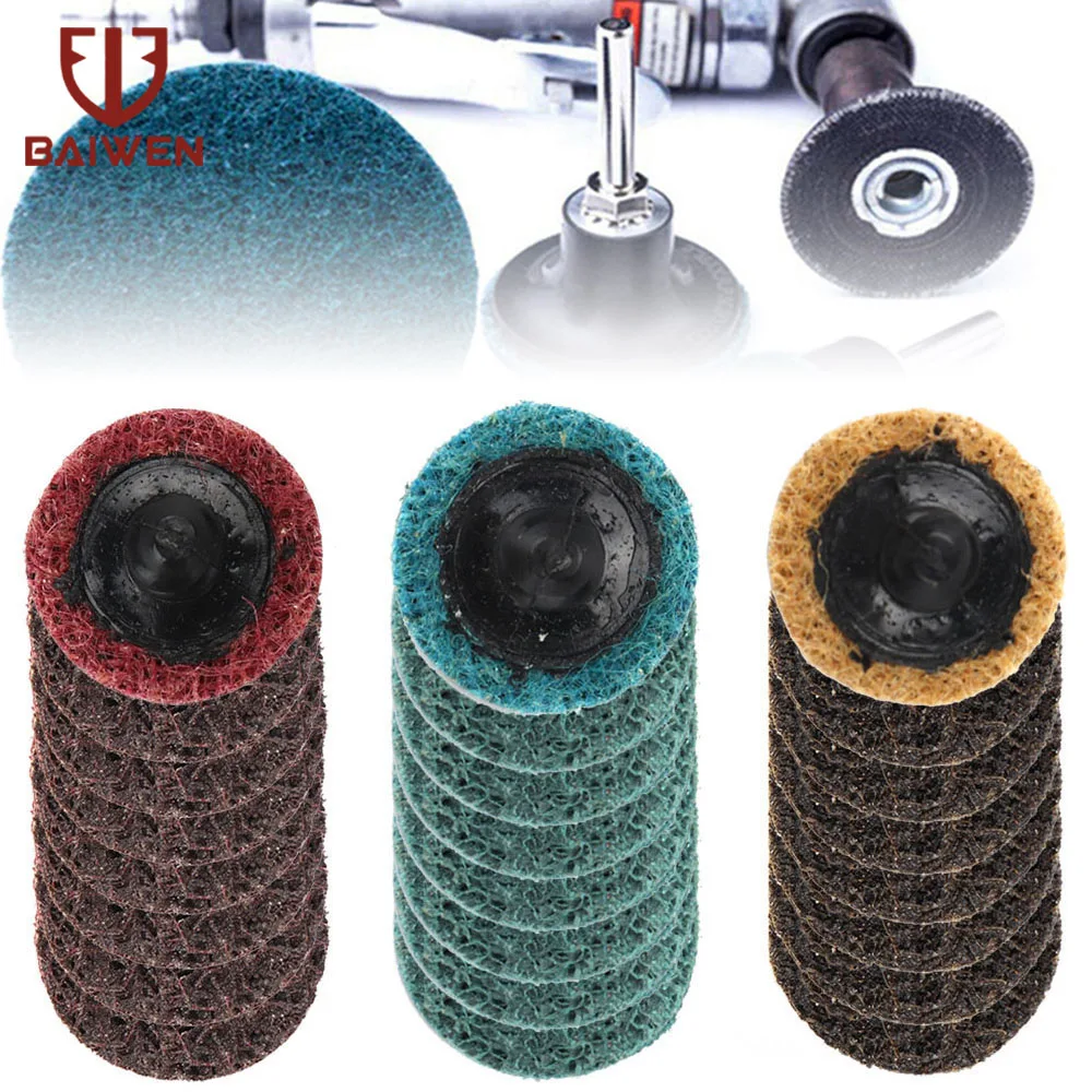 30Pcs 1/2/3 zoll R typ Schnell Ändern Discs Oberflächenbehandlungsscheiben Rolle & Lock Schleifen Disc für Oberfläche Prep entlackung