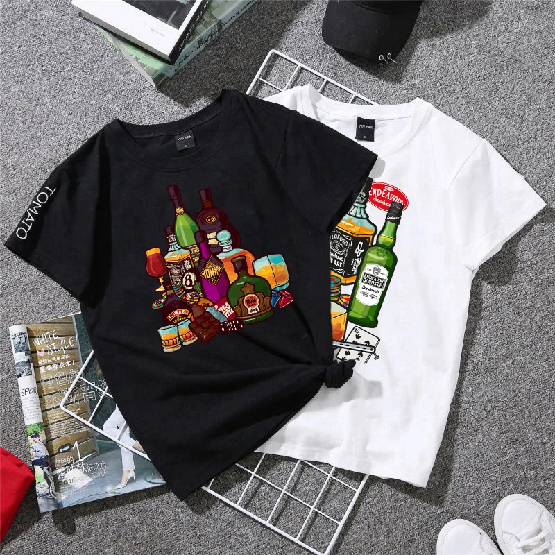 Bear Wine Bottle Heat Transfer Vinyl Patch Iron On Transfer For Clothing Fashion Drink Gamble Thermal Stickers On Clothes