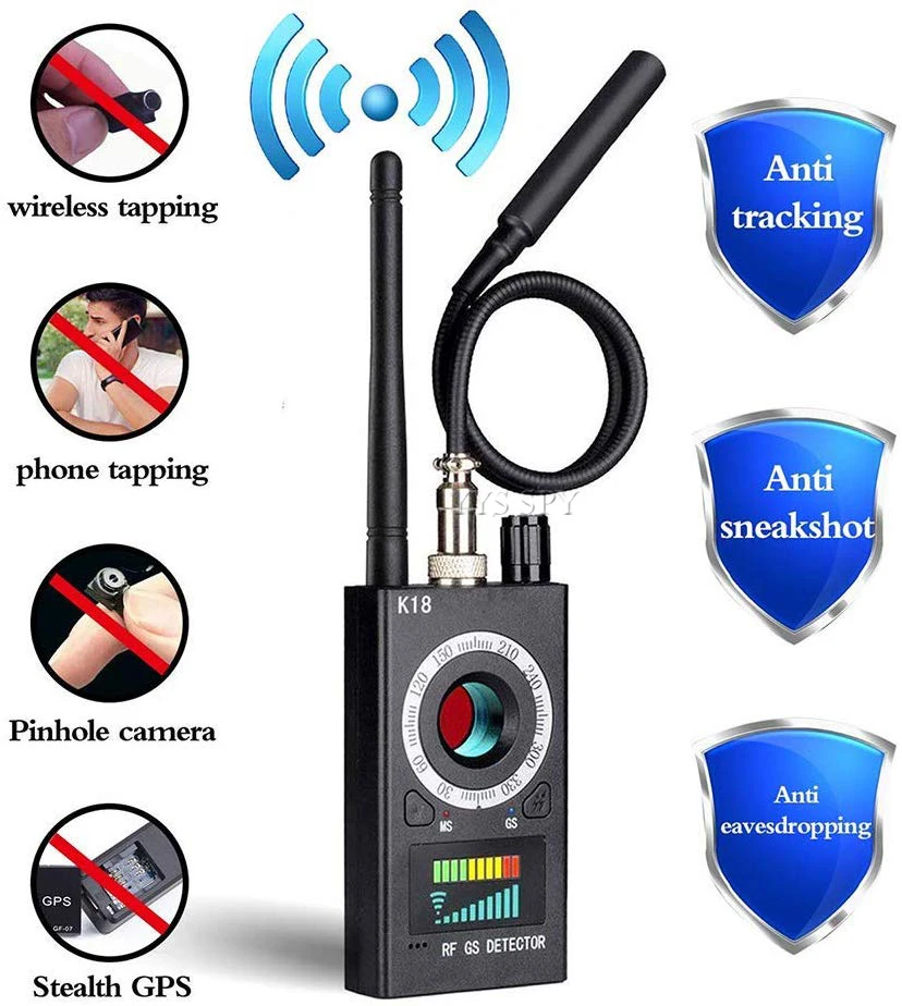 K18 anti spy rf scanner de sinal candid cam câmera escondida detector magnético rastreador gps sem fio de áudio gsm bug finder com saco