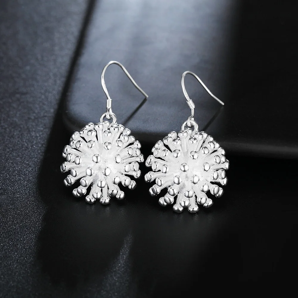 Low price wholesale silver color firework drop earrings fashion party jewelry birthday gifts for women drop shipping