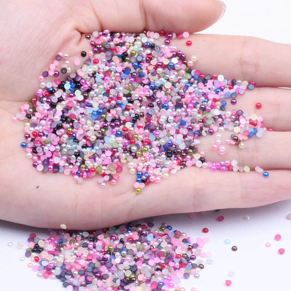 

Half Round Flatback Resin Pearls Beads 10000pcs 2mm Use Glue For Chothes Dresses Shoes Accessories Nails Art Decoration