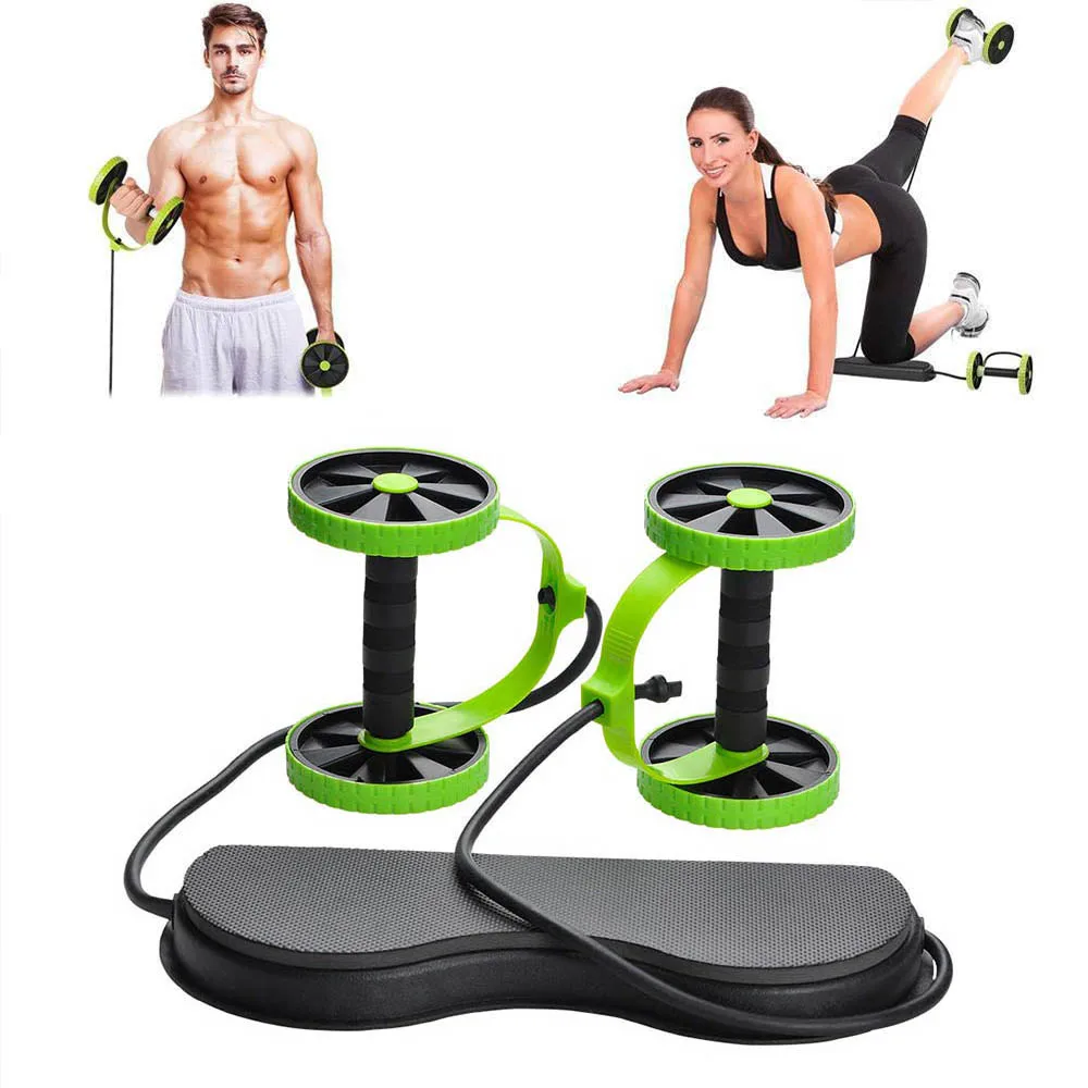 

Abdominal Double Wheel Ab Roller Gym Home Muscle Exercise Fitness Equipment Pull Rope Resistance Bands Slimming Device