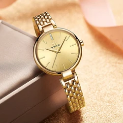 WWOOR – montre-Bracelet en acier pour femmes, marque de luxe, couleur or Rose, Quartz, étanche, à la mode