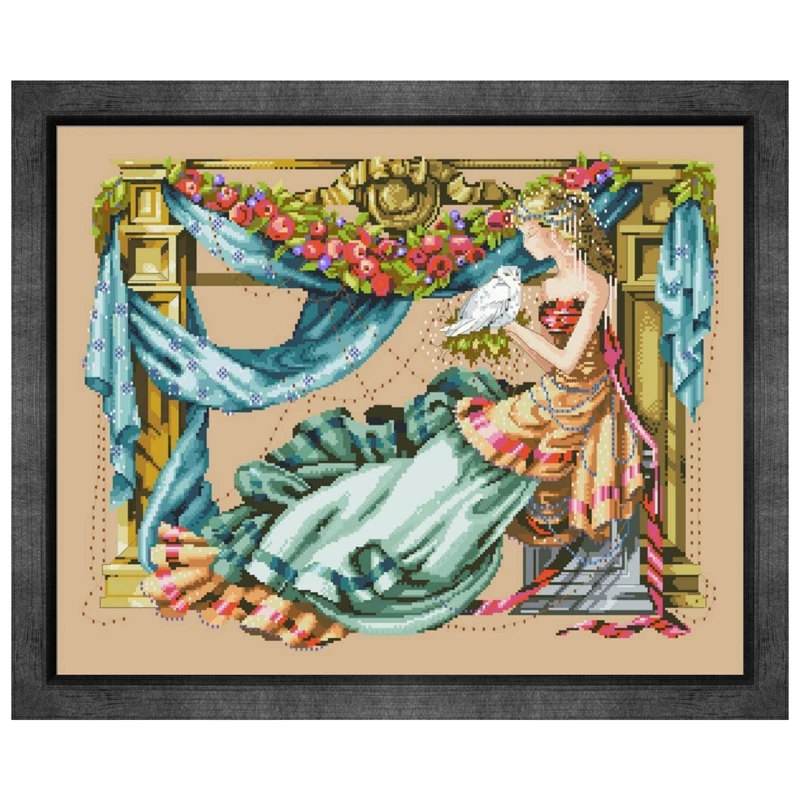 Fairy and dove cross stitch kits fairy aida fabric 18ct 14ct 11ct flaxen linen cotton thread embroidery kits DIY craft set