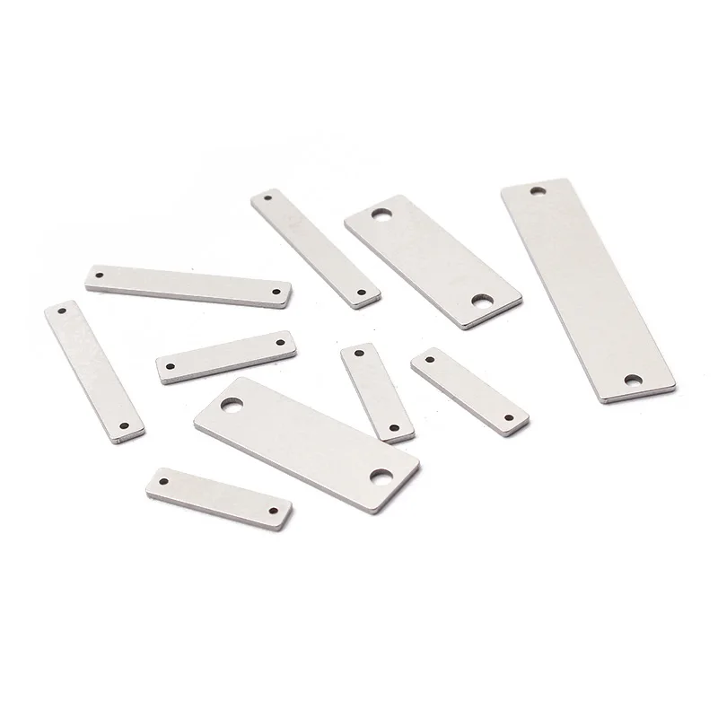 1pack Rectangle Charms Connector Stainless Steel Stamping Blanks Tags For DIY Bracelet Necklace Jewelry Findings Making Label