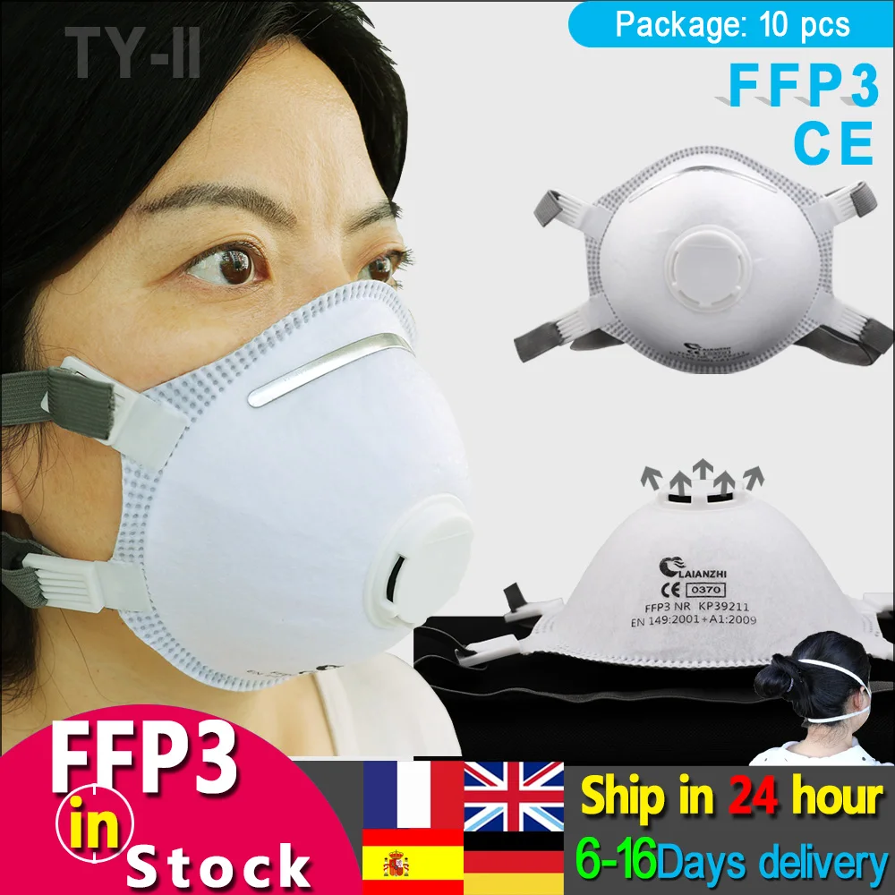 Air Valve LAIANZHI FFP3 CE Cup Type mask  Protective masks disposable pm2.5 masks harmful 99% hygiene mask filter Headwear mouth