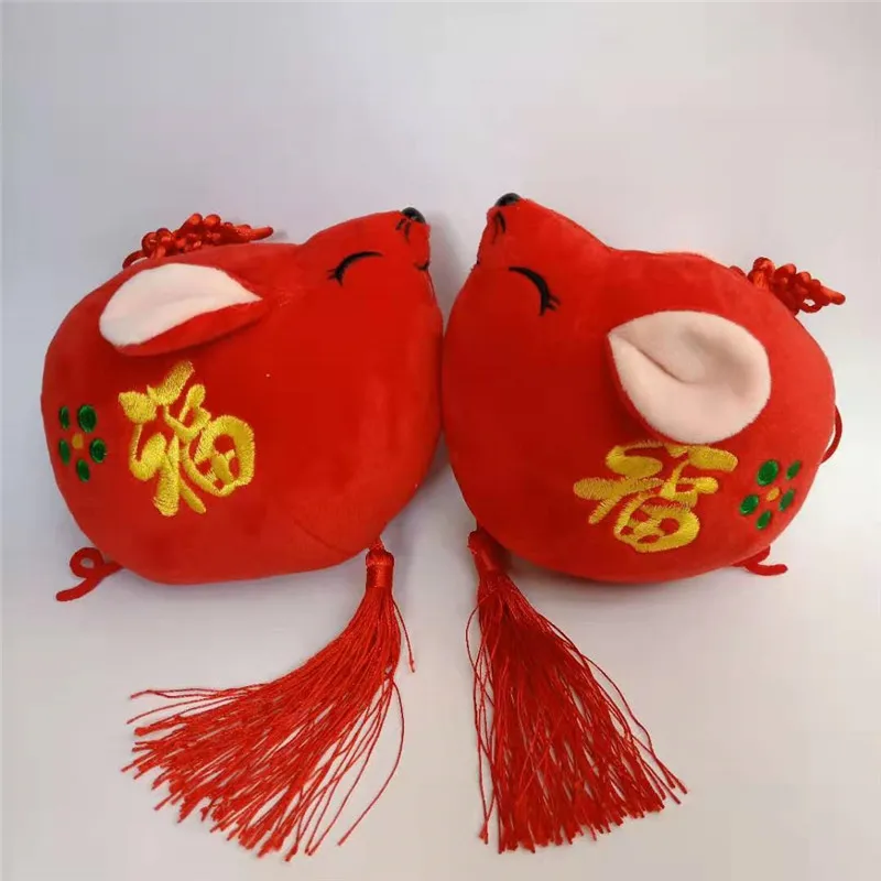 1PCS Large 15cm Lovly Red Cashmere Plush Toy Animal Mouse Stuffed Toys New  For Childs Happy New Year Gift HANDANWEIRAN