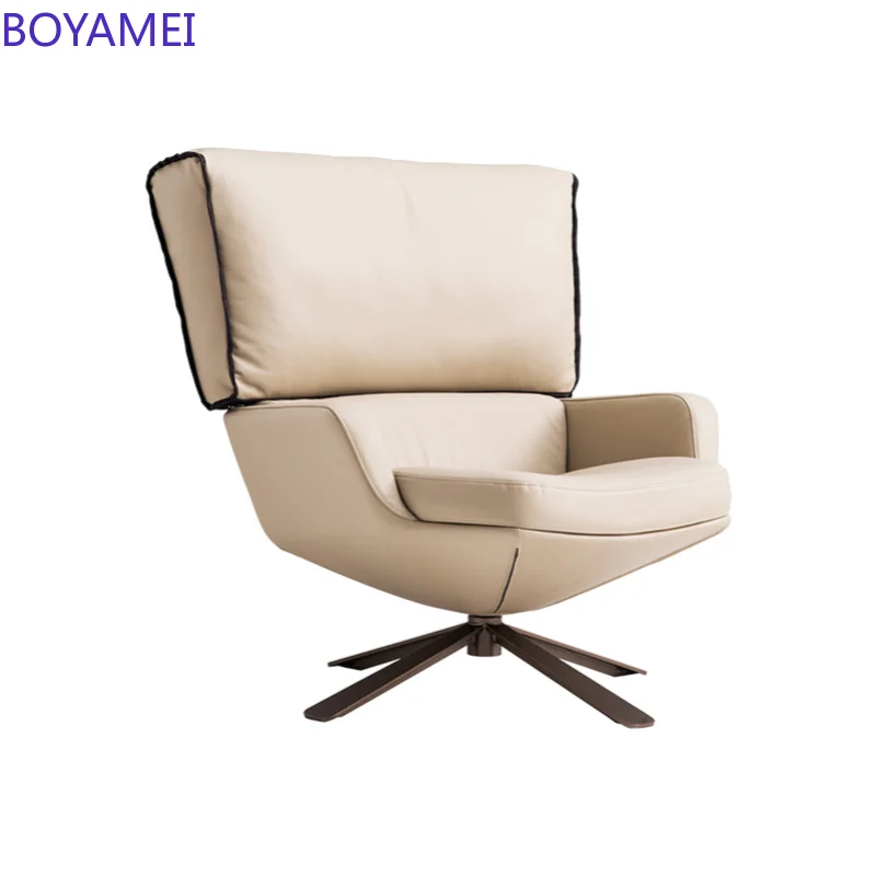 Leather art sofa chair Italian modern minimalist style lounge chair designer swivel chair large back single chair chair