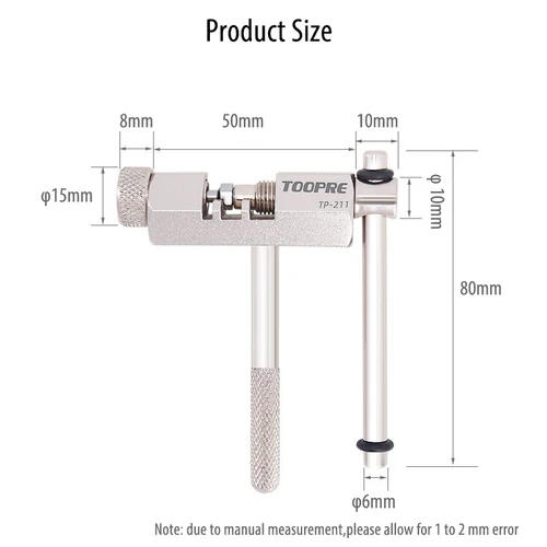 Imagen 2 del producto TOOPRE-Herramienta de extracción de cadena de bicicleta de montaña, cortador divisor de cadena de bicicleta, Extractor de remaches, pasador de repuesto y gancho de cadena