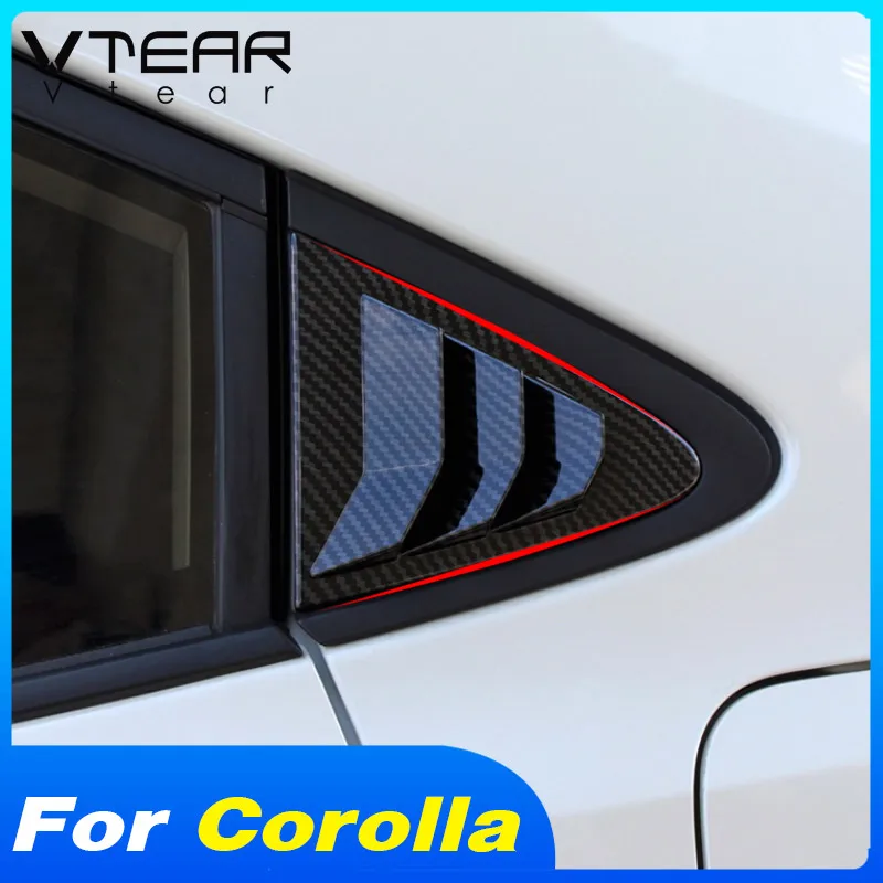 Vtear Rear Window Shutters Frame Cover Exterior Triangle Accessories Car Fashion Decoration Parts For Toyota Corolla Sedan 2023