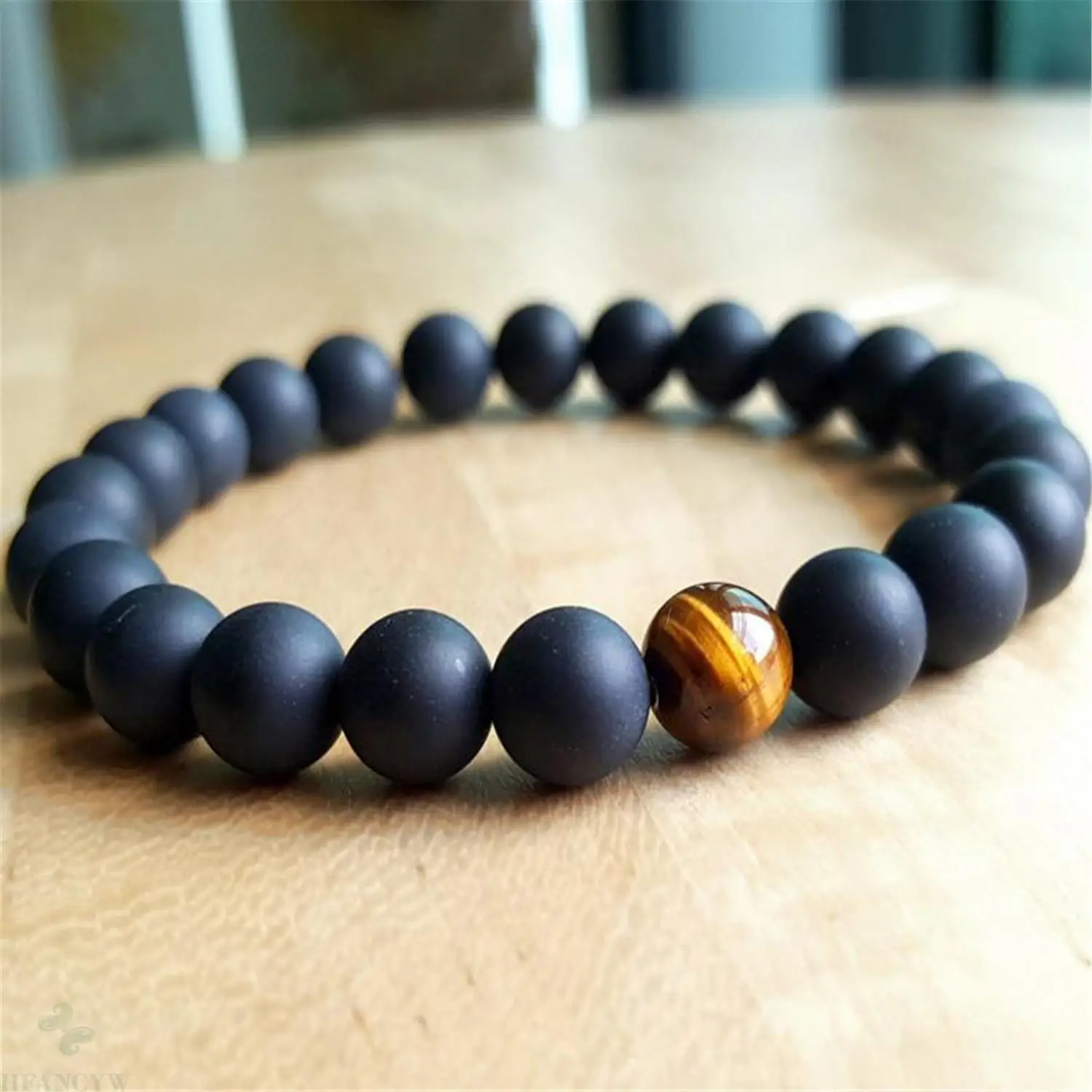 

8mm Matte Onyx Tiger Eye Beads Handmade Mala Bracelet Retro Tibetan Spiritua Prayer Chakra Yoga Men