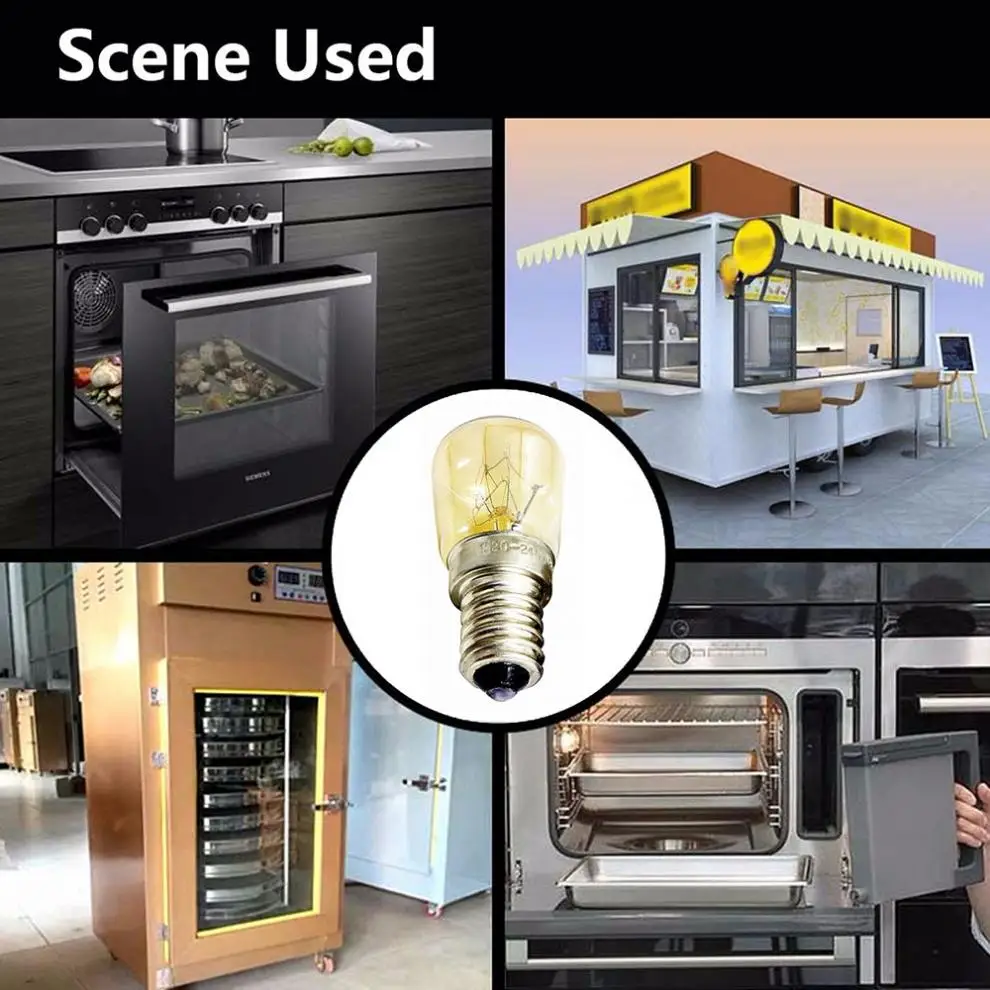 25W 220-240V Oven Bulb High Temperature Bulb E14 300 Degree Oven Toaster Steam Light Bulb Cooker Hold Lamp