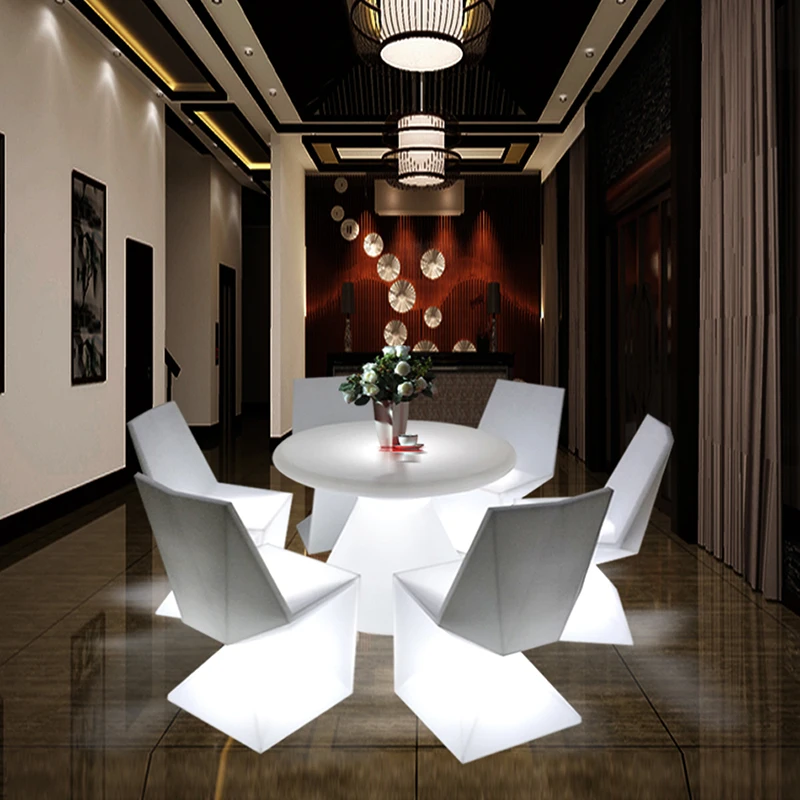 

Promotional LED luminous bar table and chair luminous furniture bar counter chair dining table coffee table luminous waterproof