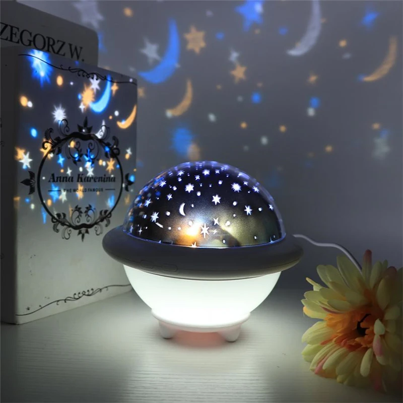 Novelty Star Projector Night Light Astro Sky Projection LED NightLights Lamp Battery USB Cable for Children Party