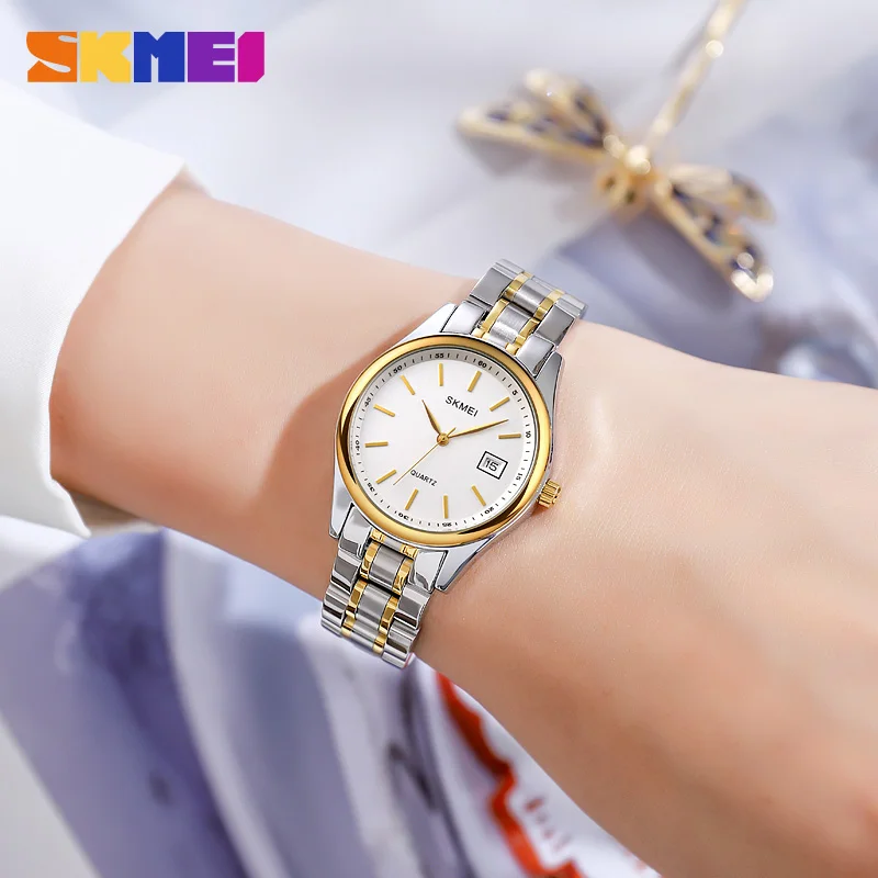 SKMEI Fashion Couple Watches Men Women Gift Set Stainless Steel Clock Fashion His Her Waterproof Quartz Wrist Watches 1692 1693