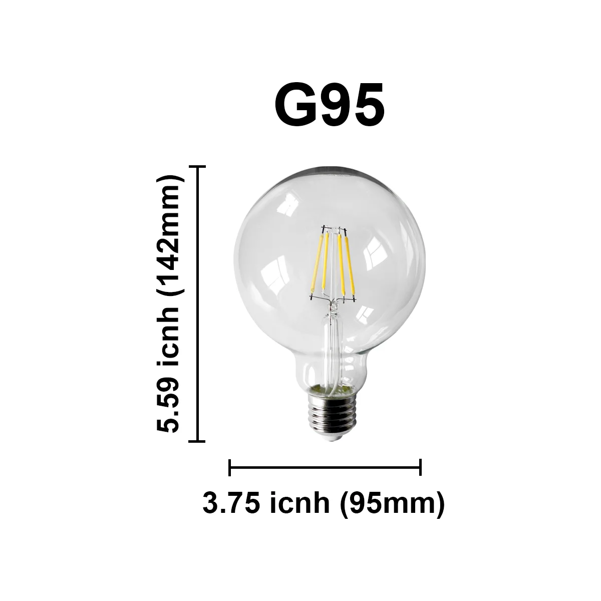 1pcs 2022 Rushed Sale Ce Rohs Decor Retro Edison Led Filament Bubble Ball Bulb G95 E27 6w 4000k/2700K 220v For Home Decoration