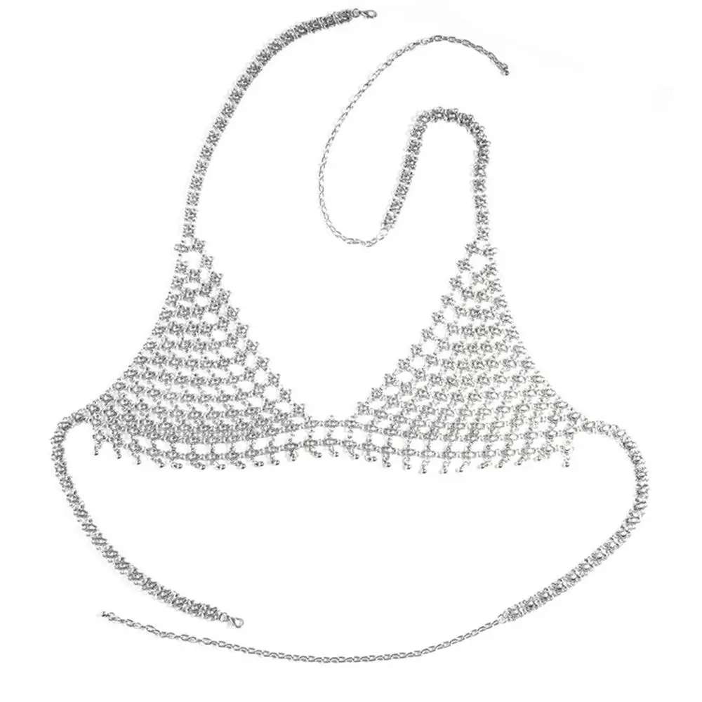 Sexy Women Hollow Flower Bikini Bra Body Chain Lady Vintage Metal Chest Chain Dance Belt Summer Beach Party Body Jewelry Gift