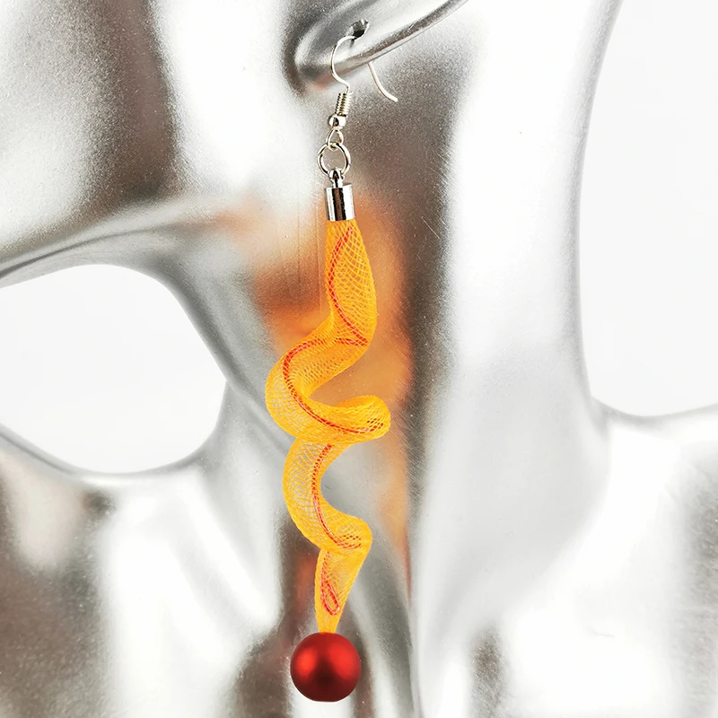 UKEBAY Mesh Jewelry Long Pearl Earrings Orange Earring For Women Gothic Drop Earrings Geometric Ear Accessories Birthday Gifts