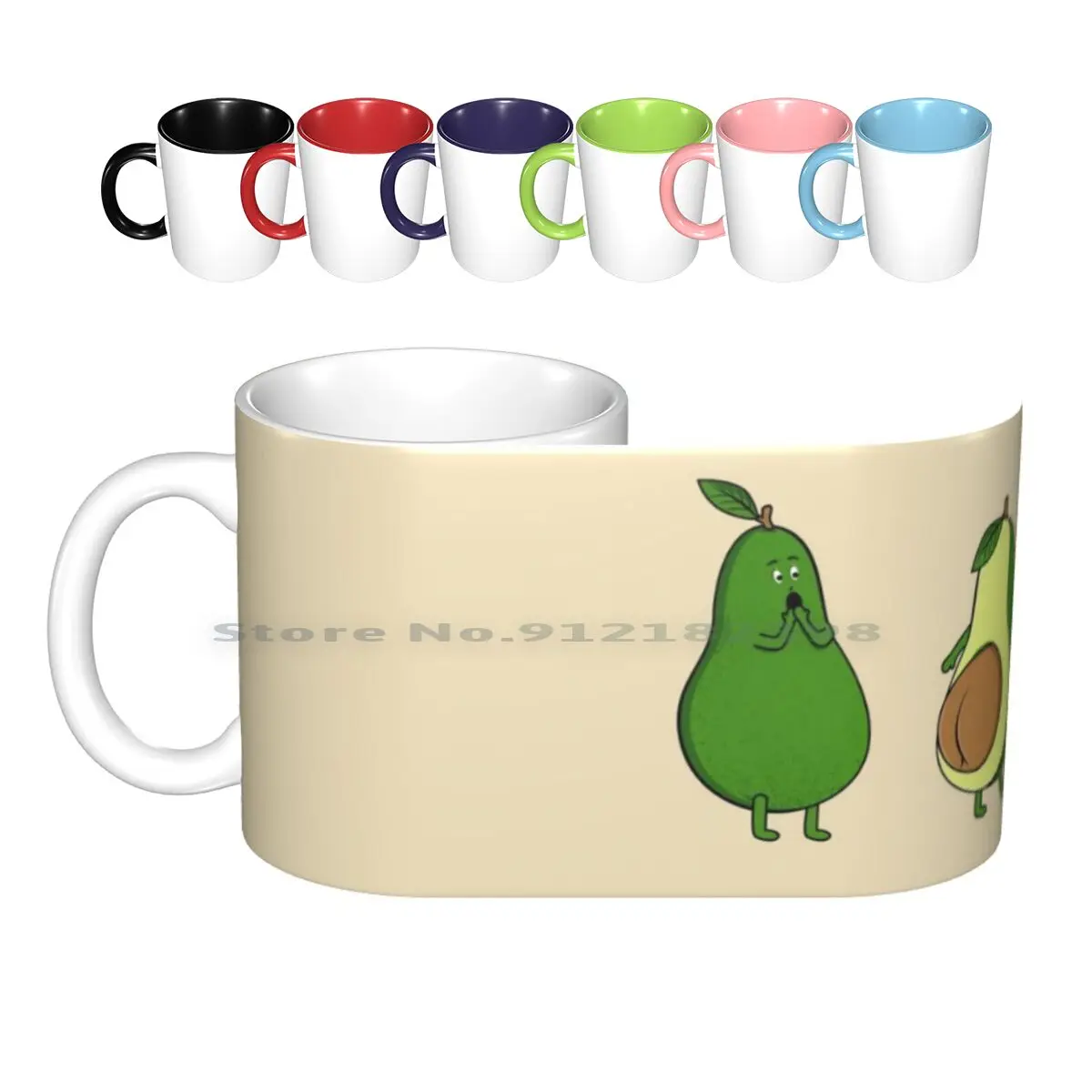 Avocado Butt Expose Ceramic Mugs Coffee Cups Milk Tea Mug Avocado Cute Fruit Vegan Avocado Butt Butt Expose Sexy Butt Booty