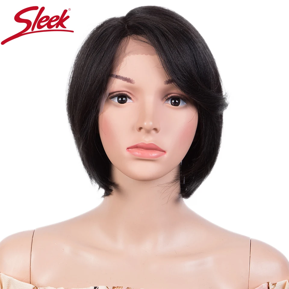 Sleek Natural Human Hair Wigs For Women Short Brazilian Hair Bob Wig Straight Pixie Cut Wig Highlight Colored Human Hair Wigs