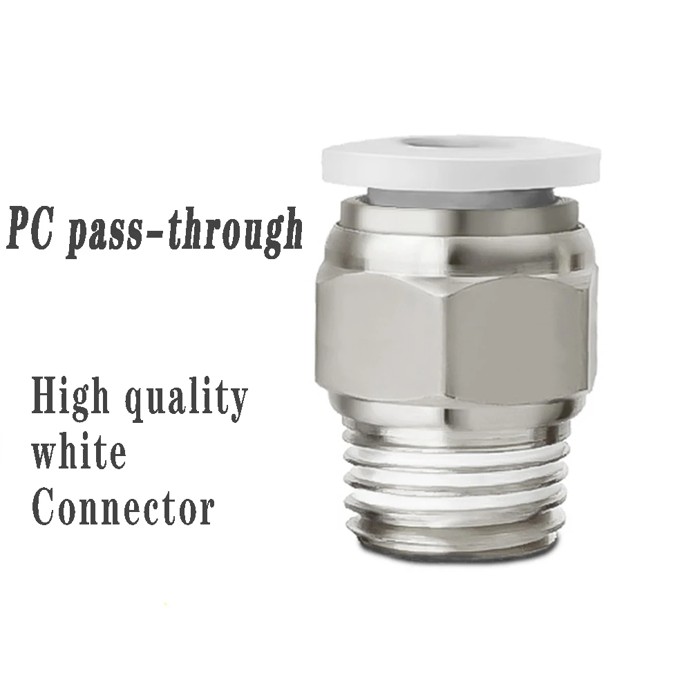 PC Pneumatic Connector White Hose Connector Male Thread Air Pipe Quick Connector 12mm 10mm 8mm 6mm 4mm 1/4