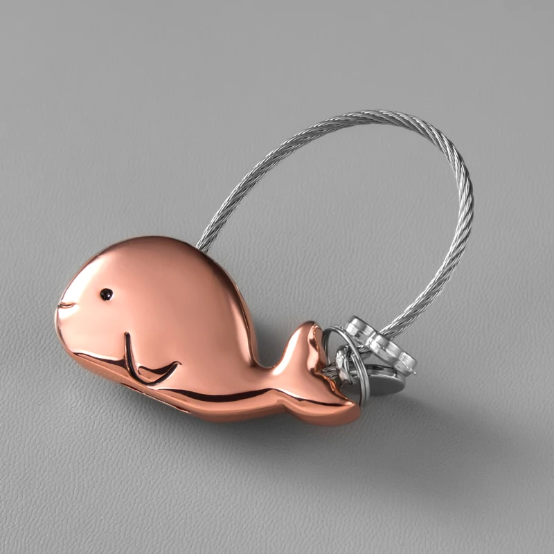 Imagem -04 - Alloy Whale Steel Wire Keychain Cordão Bonito Preto Rosa Ouro Prata Criativo Personalidade Bolsa de Carro Ornamento Menina Menino Casal