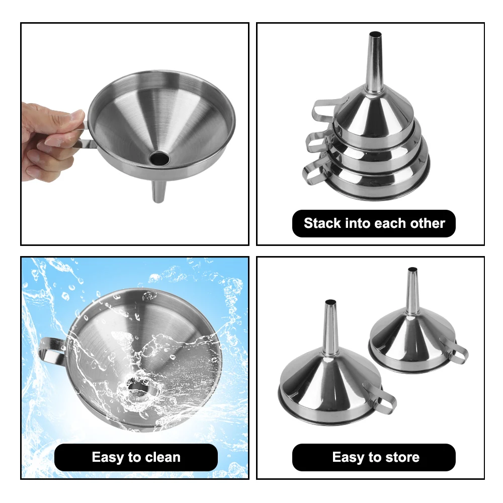 With Detachable Filter For Canning Kitchen Tools Metal Funnel Stainless Steel Bar Wine Beer Oil Flask Funnel