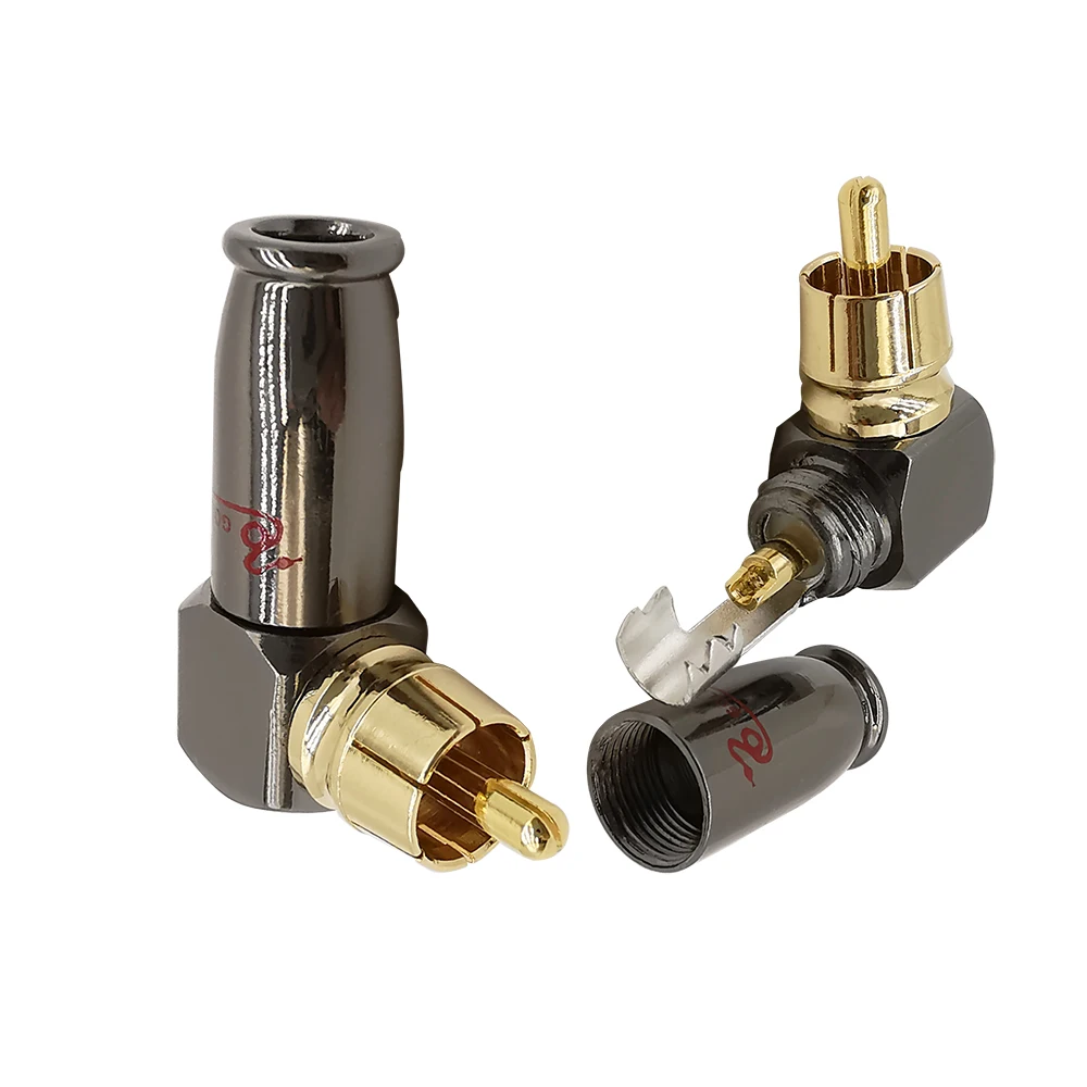 1Pcs Right Angle RCA Male Plug Audio Adapter L Shape 90 Degree RCA Plug Audio Video Speaker Converter Soldering Connector