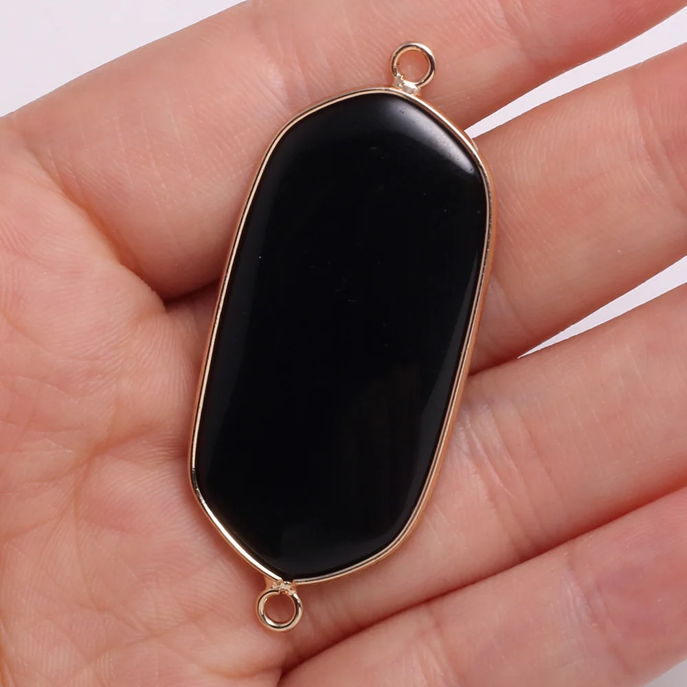 Natural Stone rectangle Double hole connector Necklace Pendant for Jewelry Making DIY Bracelet Necklaces Accessories Size23x50mm