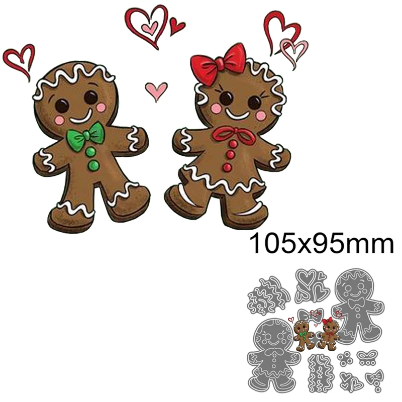 Nowe matryce do cięcia metalu boże narodzenie Gingerbread Man chłopiec i dziewczynka 2-in-1 szablony umrzeć wyciąć formy do Scrapbooking papierowa