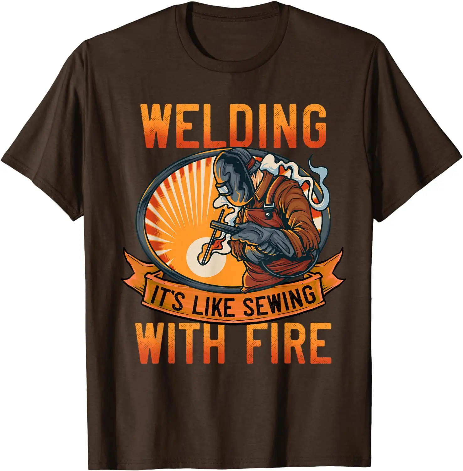 Funny Welder Shirts Men Welding It\'s Like Sewing With Fire T-Shirt Print T Shirt Prevalent Tops & Tees Cotton Men Leisure