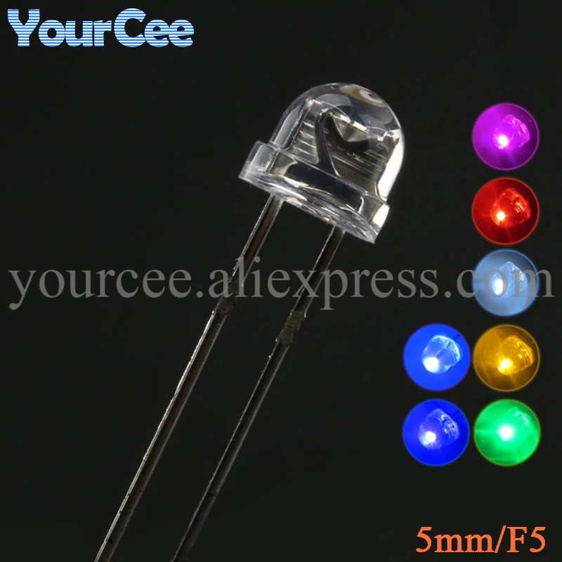 50pcs/20pcs 5mm 8mm F5 F8 Straw Hat LED Diode Bright Clear Emerald-green Red White Pink Purple Yellow Blue Light Emitting Diode