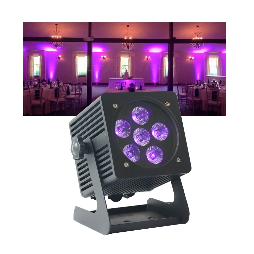 

6X18W RGBWA+UV 6in1 APP Phone Control Battery Powered Stage Lights LED Par Uplighting DJ DJ Disco Show Stage Club Bar Lighting