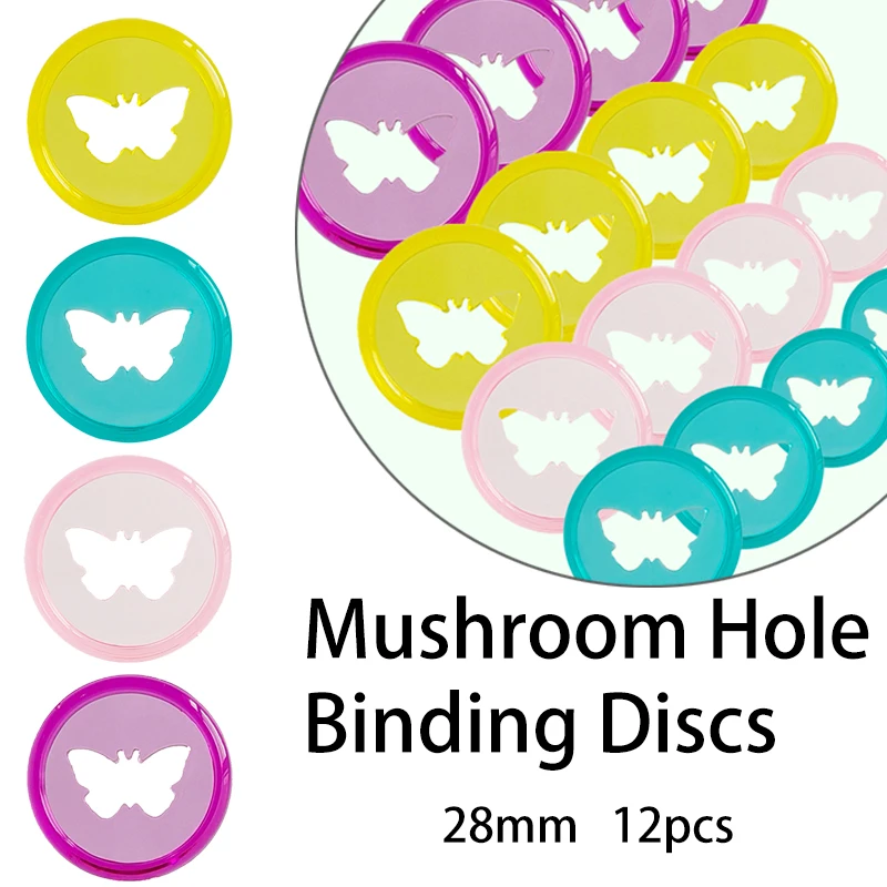 28mm12pcs Butterfly Disc Binding Mushroom Hole DIY 360 Degree Foldable Binding Disc Plastic Binding Rings Binder Office Supplies