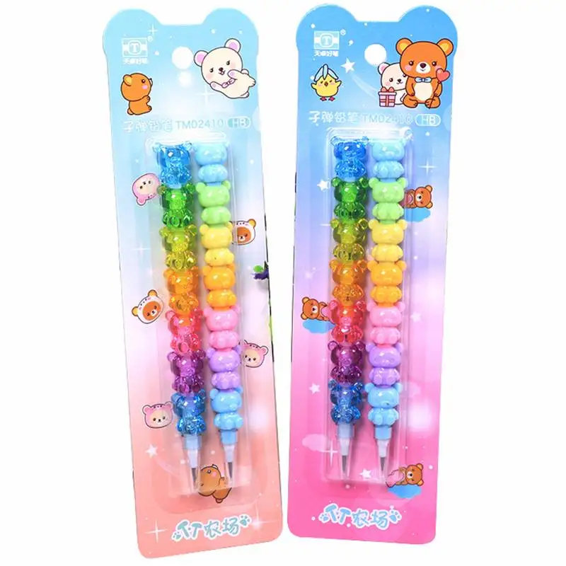 2Pcs/set Cute Bear Colorful Non-sharpening Pencils Student Writing Pens School Office Supplies Pencil for Kids Stationery Gift