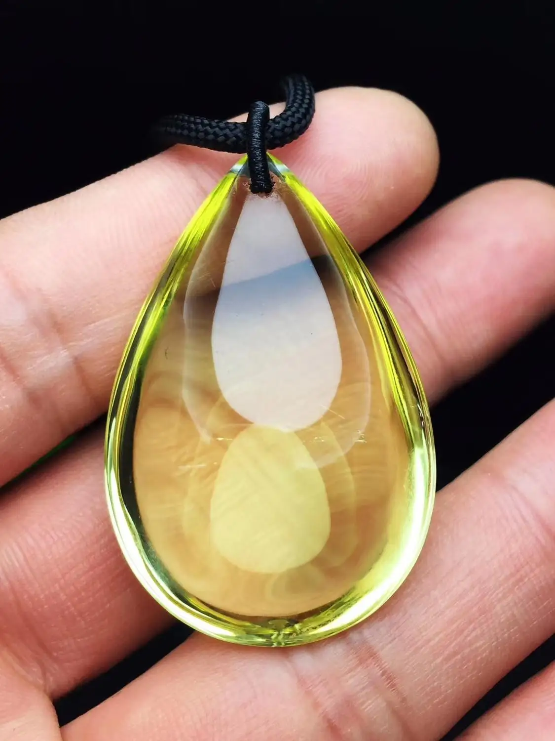 

Natural Yellow Citrine Quartz Pendant 43*28*15mm Gemstone Women Crystal Citrine Water Drop Wealthy Bead Necklace AAAAA