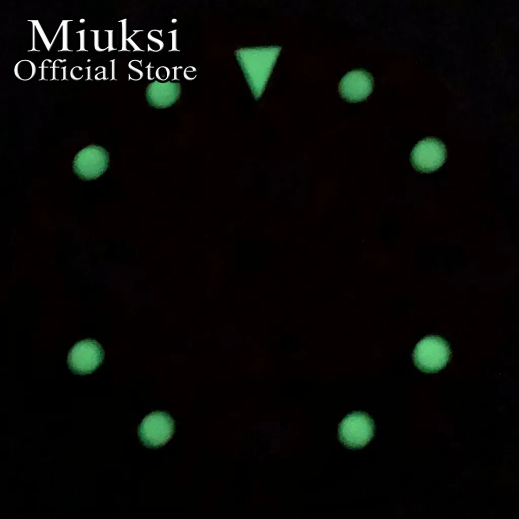 Miuksi 28.5mm pink watch dial green luminous dial fit NH35 movement