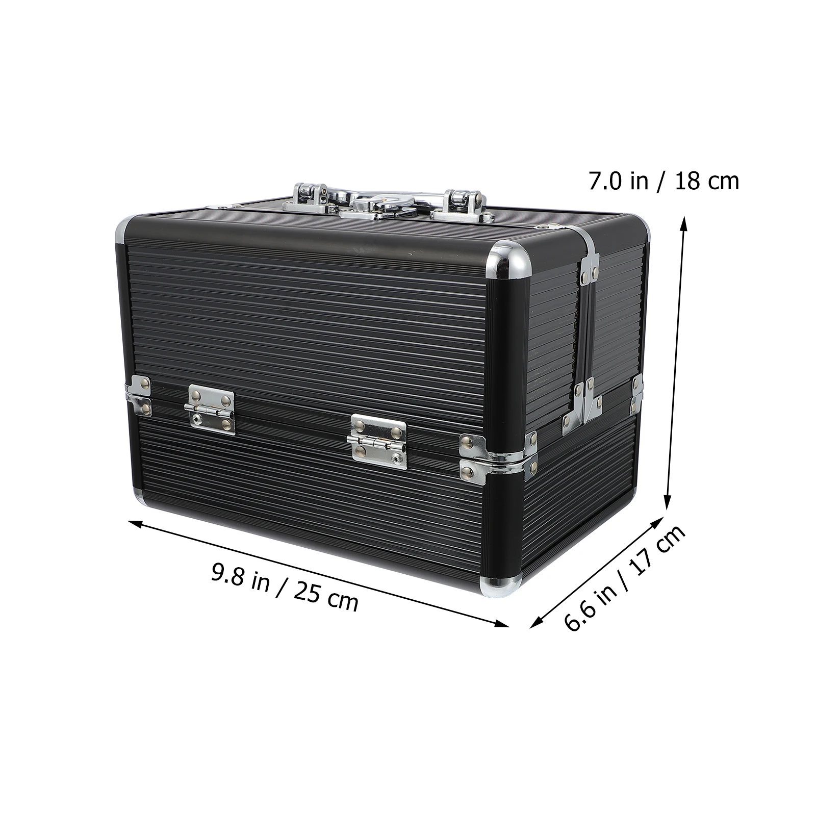 Large Capacity Makeup Case Portable Organizer Box Metal Beauty Brush Makeup Bag Suitcase Toiletry Storage Container