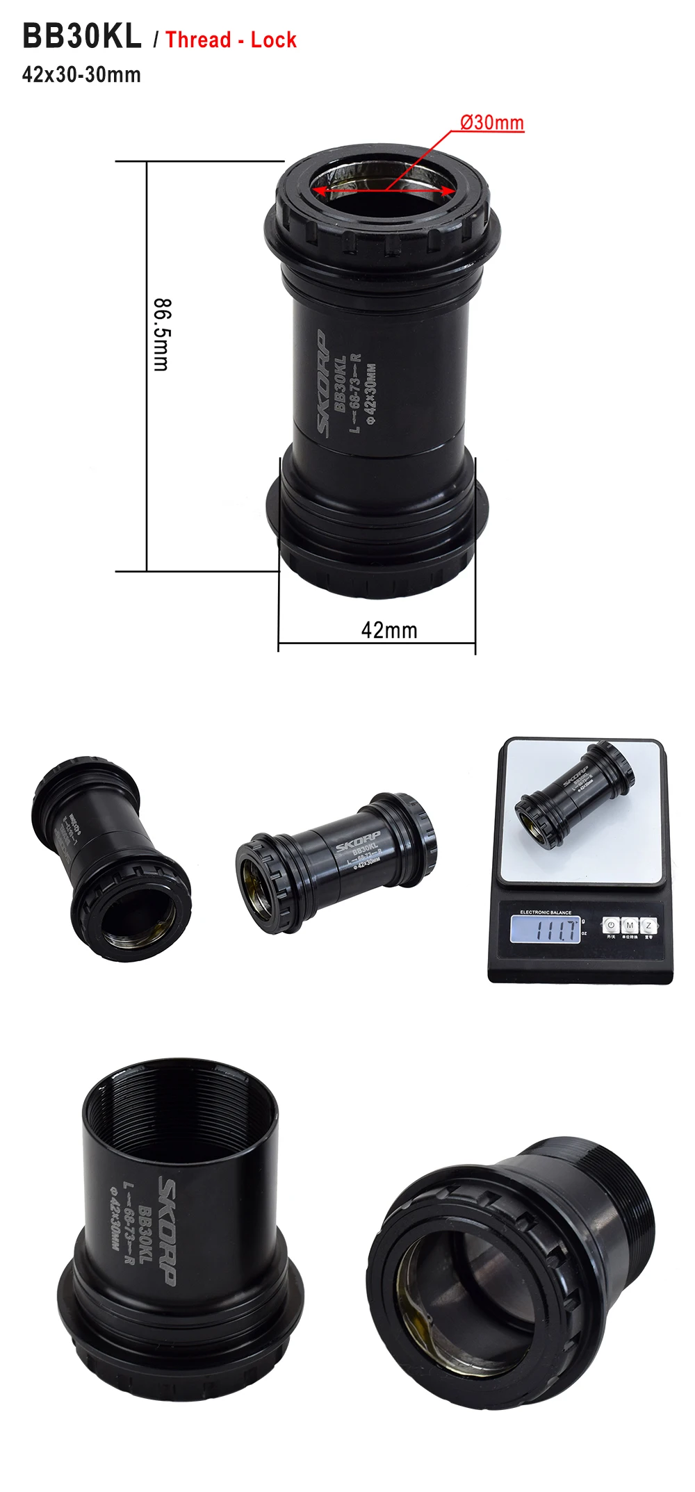 MTB Road Bike Bottom Brackets BB30 BSA30 PF30 BB386 46/42x22 24 30mm Sealed Bearing Mountain Bicycle BB Sets Central Axis