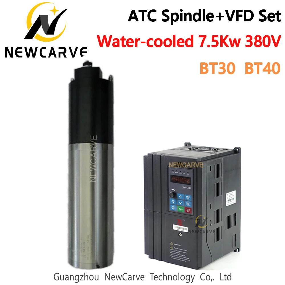 

Water Cooled ATC Spindle + VFD Set 7.5KW 380V BT30 BT40 With Original BEST Fuling VFD Frequency Inverter For CNC Router NEWCARVE