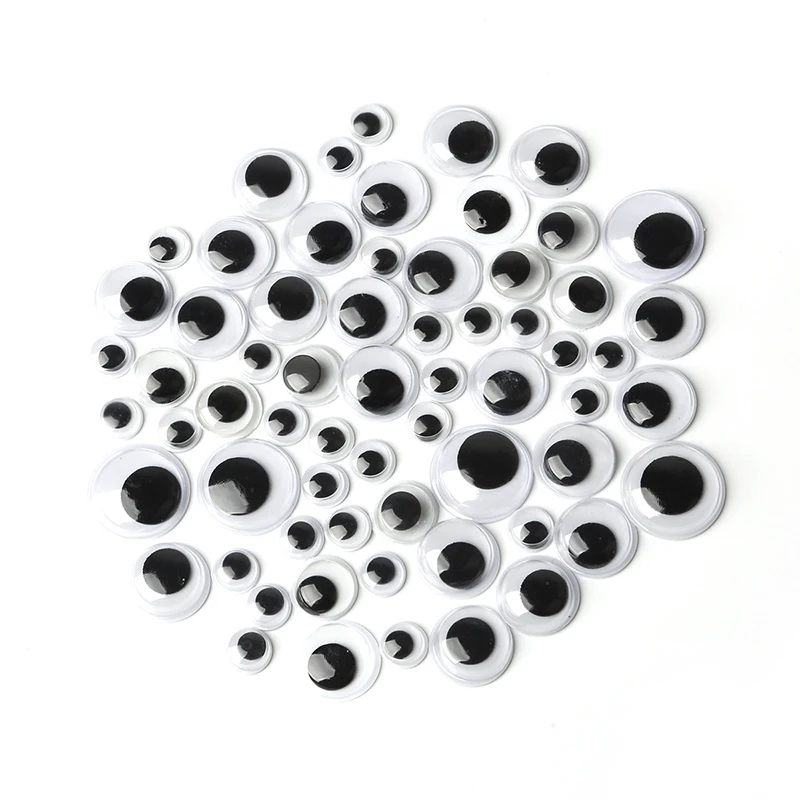 600 pièces/10 fentes 5-15mm en plastique DIY artisanat yeux accessoires avec adhésif pour jouets d'enfants poupées animaux peinture décoration des yeux