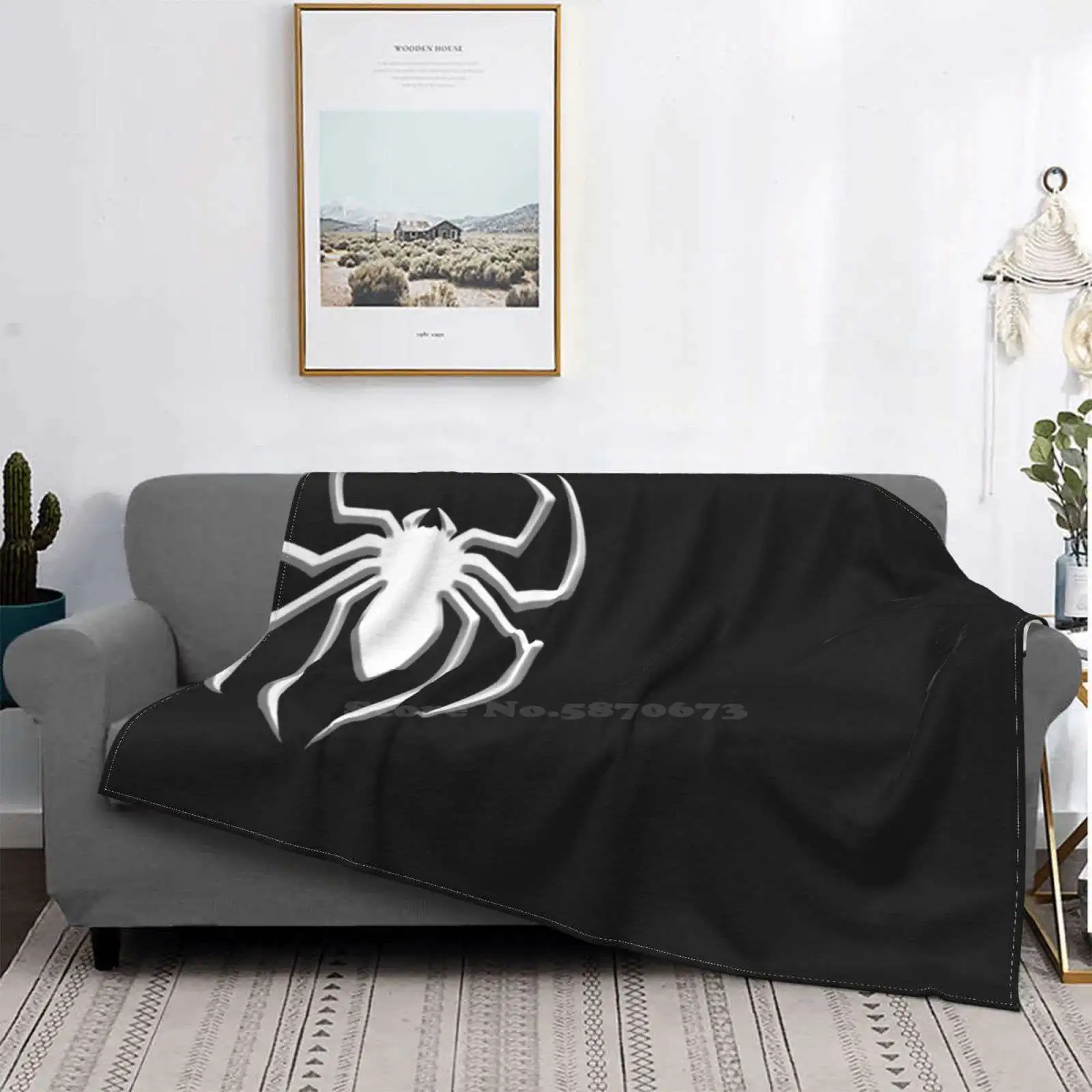 White Spider Symbol Fashion Soft Warm Flannel Blanket Spider Web Logo Superhero Arachnid Wall Crawler Insect Red Black Comics