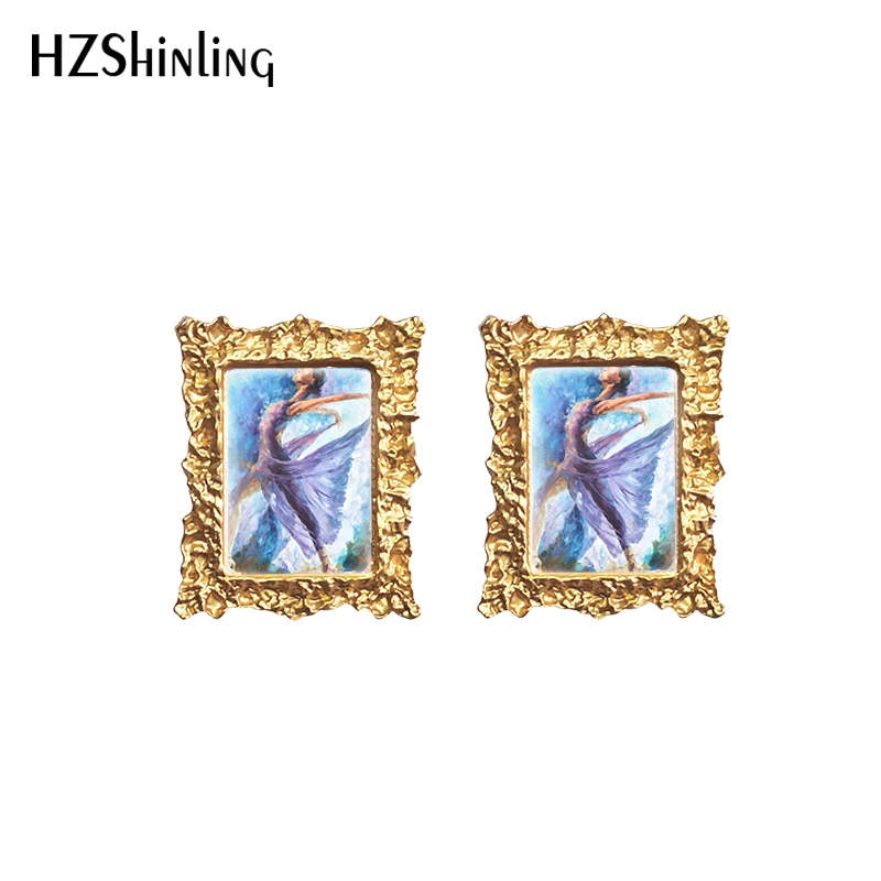 2020 New Fashion Drop Earrings Modern Abstract Oil Painting  Glass Cabochon Jewelry
