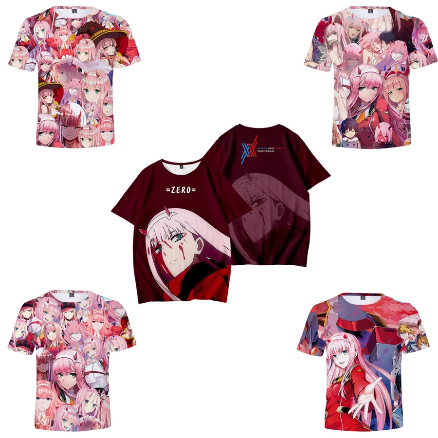 T-shirt dessin animé Darling In The Franxx pour enfants, graphique ZERO TWO, T-shirt drôle en 3D pour garçons et filles, vêtements pour enfants, Costume de Cosplay