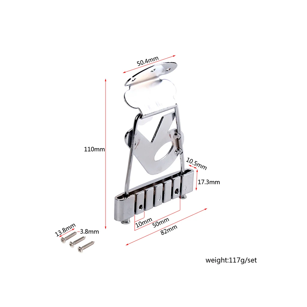 Acoustic Guitar Bass Accessories of 6 String Tailpiece Bridge Chrome R Trapeze Silver, Easy to Install