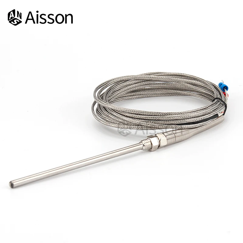 K/J/PT100 Type M8 Thermocouple 1m 2m 3m 5m -200-400℃ Screw Thread Stainless Steel Probe 50mm  150mm 100mm 200mm