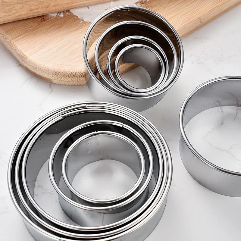 11-piece set of 430 stainless steel polished inner and outer wall creative round mousse ring biscuit cake mold for Baking