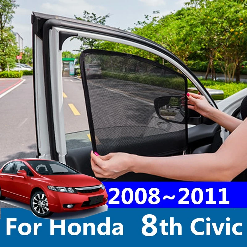 Car Window Sun Shade For Honda Civic 2008~2011 Mesh Window Sunshade Foldable UV Protection Curtain For Civic 8th Car Accessories