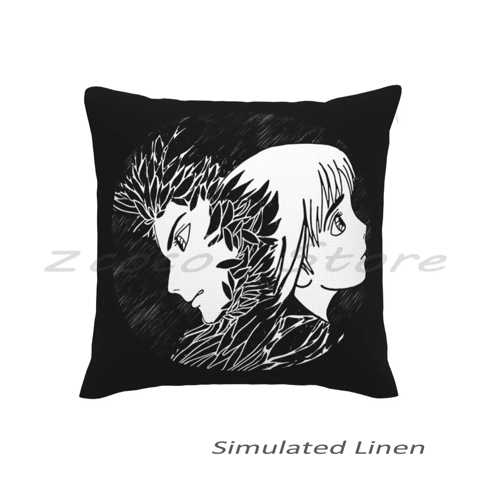 Howl And Sophie Print Customize Pattern Flax Plush Velvet Fabric Pillow Case Howls Moving Castle Anime Howl Calcifer Miyazaki